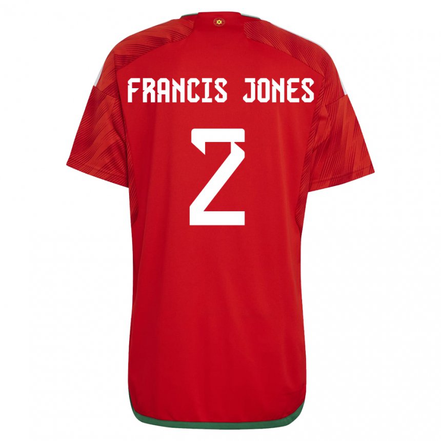 Férfi Walesi Maria Francis Jones #2 Piros Hazai Jersey 22-24 Mez Póló Ing