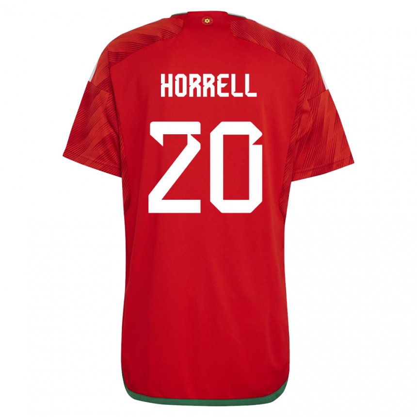 Férfi Walesi Grace Horrell #20 Piros Hazai Jersey 22-24 Mez Póló Ing