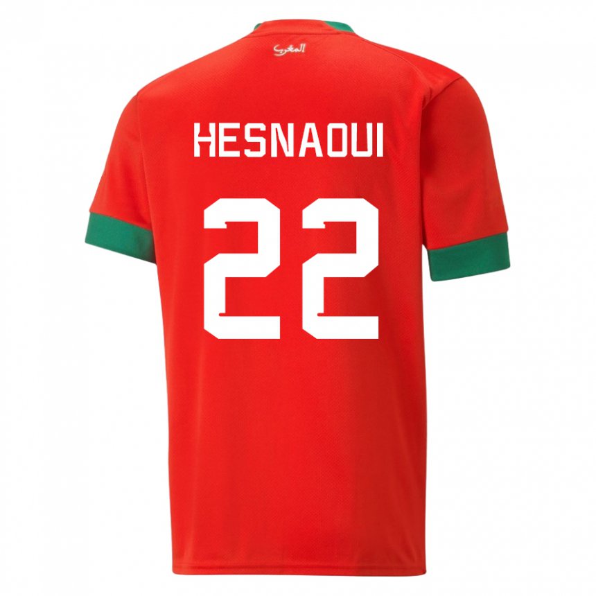 Férfi Marokkói Hind Hesnaoui #22 Piros Hazai Jersey 22-24 Mez Póló Ing