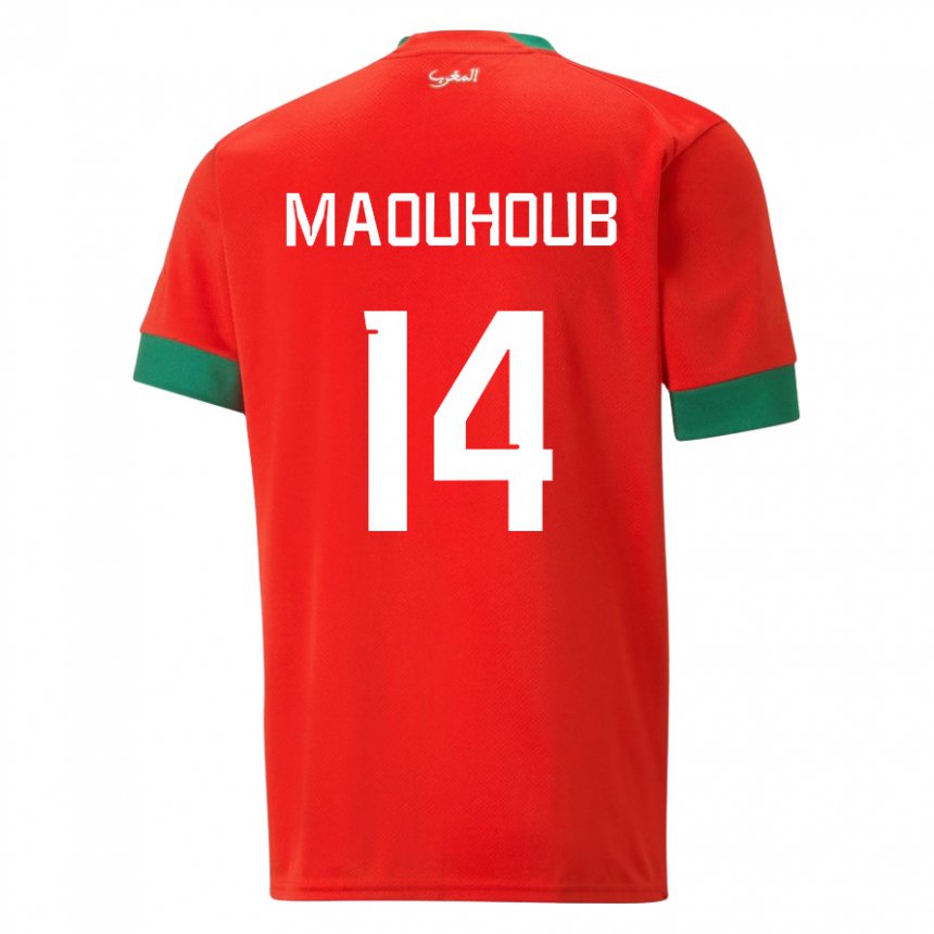 Férfi Marokkói El Mehdi Maouhoub #14 Piros Hazai Jersey 22-24 Mez Póló Ing