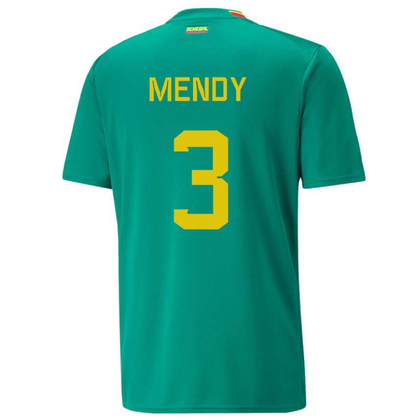 Férfi Szenegáli Formose Mendy #3 Zöld Idegenbeli Jersey 22-24 Mez Póló Ing