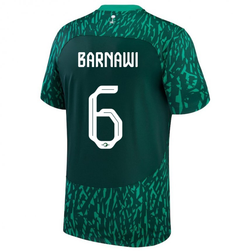 Férfi Szaúd-arábiai Mohammed Barnawi #6 Dark Zöld Idegenbeli Jersey 22-24 Mez Póló Ing