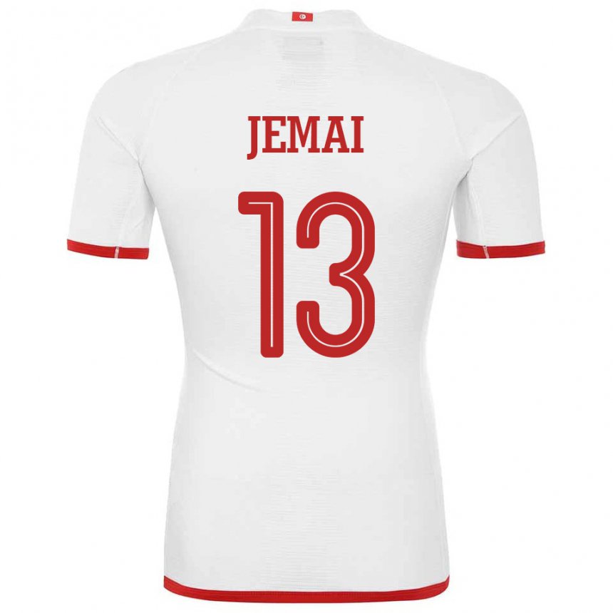 Férfi Tunéziai Yasmine Jemai #13 Fehér Idegenbeli Jersey 22-24 Mez Póló Ing