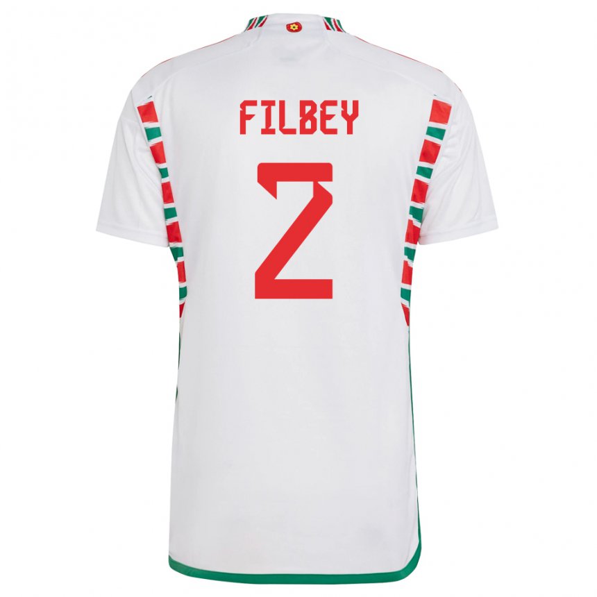 Férfi Walesi Anna Filbey #2 Fehér Idegenbeli Jersey 22-24 Mez Póló Ing