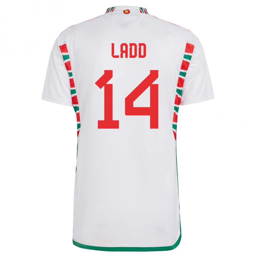 Férfi Walesi Hayley Ladd #14 Fehér Idegenbeli Jersey 22-24 Mez Póló Ing