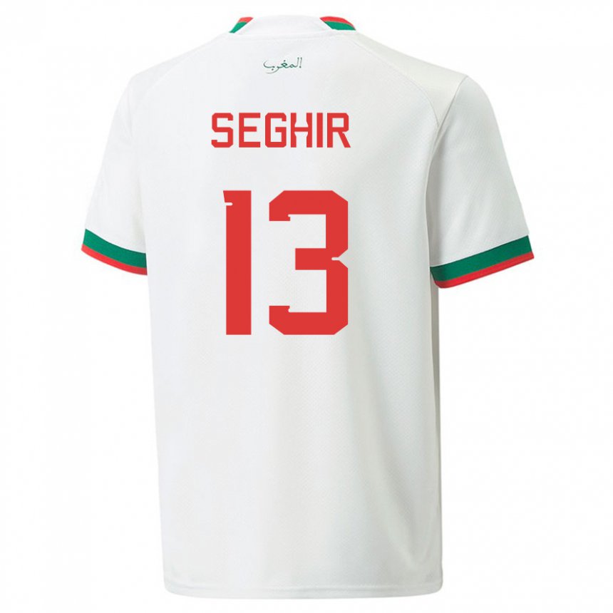 Férfi Marokkói Sabah Seghir #13 Fehér Idegenbeli Jersey 22-24 Mez Póló Ing