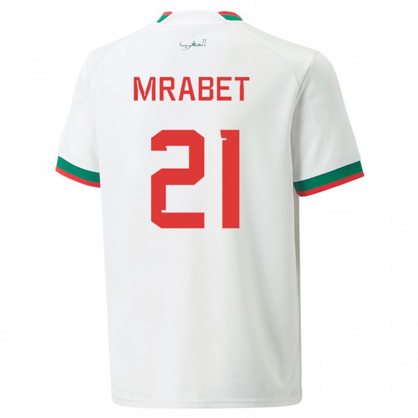 Férfi Marokkói Yasmin Mrabet #21 Fehér Idegenbeli Jersey 22-24 Mez Póló Ing