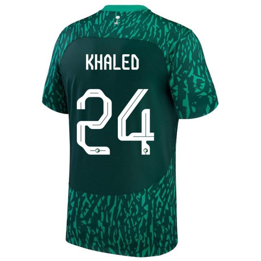 Női Szaúd-arábiai Atheer Khaled #24 Dark Zöld Idegenbeli Jersey 22-24 Mez Póló Ing