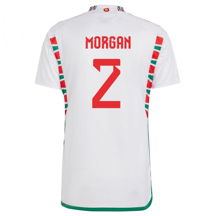 Női Walesi Ffion Morgan #2 Fehér Idegenbeli Jersey 22-24 Mez Póló Ing