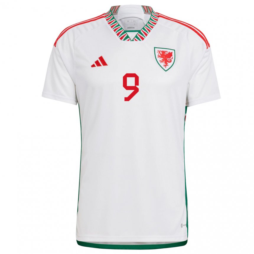 Női Walesi Kayleigh Green #9 Fehér Idegenbeli Jersey 22-24 Mez Póló Ing