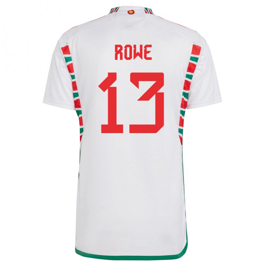 Női Walesi Rachel Rowe #13 Fehér Idegenbeli Jersey 22-24 Mez Póló Ing