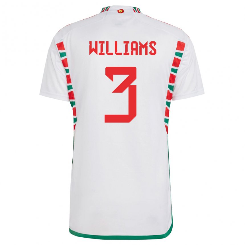 Női Walesi Zac Williams #3 Fehér Idegenbeli Jersey 22-24 Mez Póló Ing