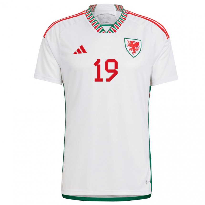 Női Walesi Japhet Mpadi #19 Fehér Idegenbeli Jersey 22-24 Mez Póló Ing