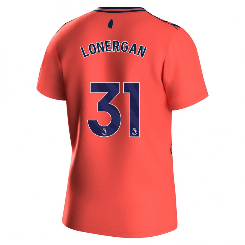 Gyermek Andy Lonergan #31 Korall Idegenbeli Jersey 2023/24 Mez Póló Ing