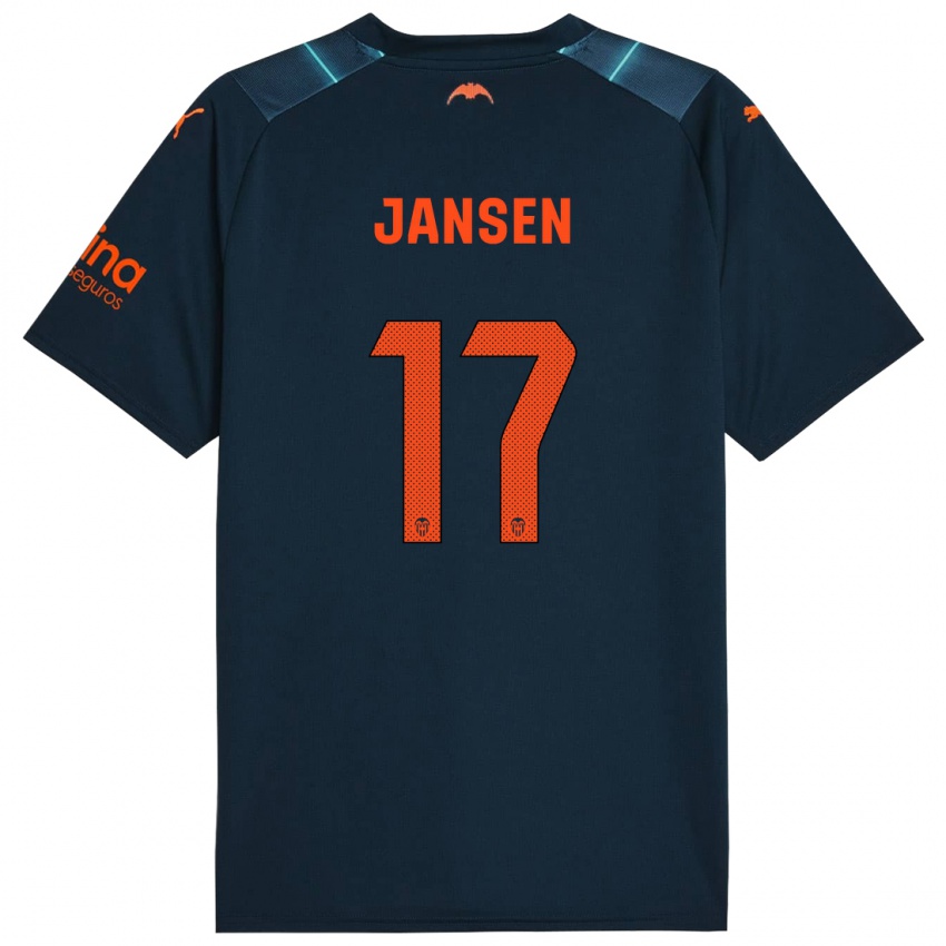 Gyermek Ellen Jansen #17 Tengeri Kék Idegenbeli Jersey 2023/24 Mez Póló Ing