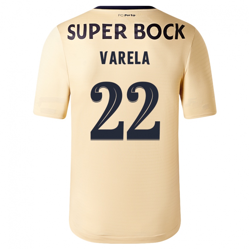 Gyermek Alan Varela #22 Bézs-Arany Idegenbeli Jersey 2023/24 Mez Póló Ing