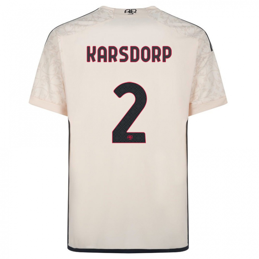 Gyermek Rick Karsdorp #2 Piszkosfehér Idegenbeli Jersey 2023/24 Mez Póló Ing