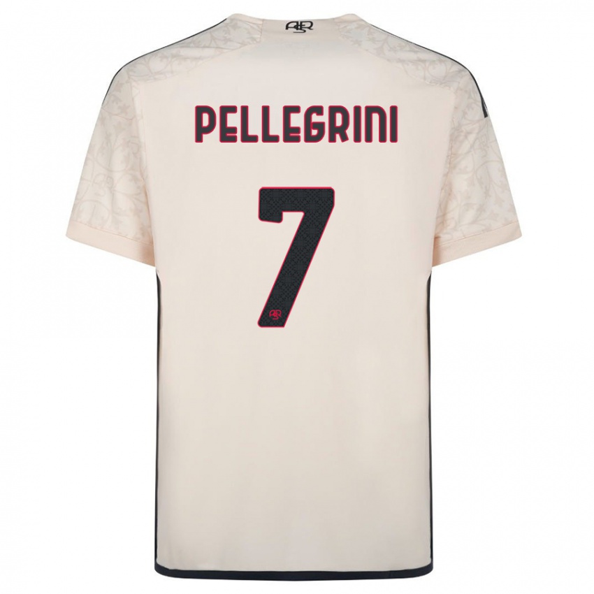 Gyermek Lorenzo Pellegrini #7 Piszkosfehér Idegenbeli Jersey 2023/24 Mez Póló Ing