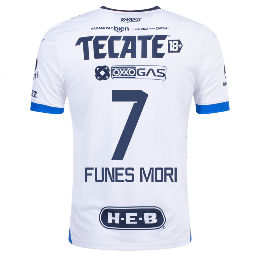 Gyermek Rogelio Funes Mori #7 Fehér Idegenbeli Jersey 2023/24 Mez Póló Ing