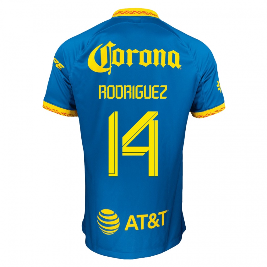 Gyermek Monica Rodriguez #14 Kék Idegenbeli Jersey 2023/24 Mez Póló Ing