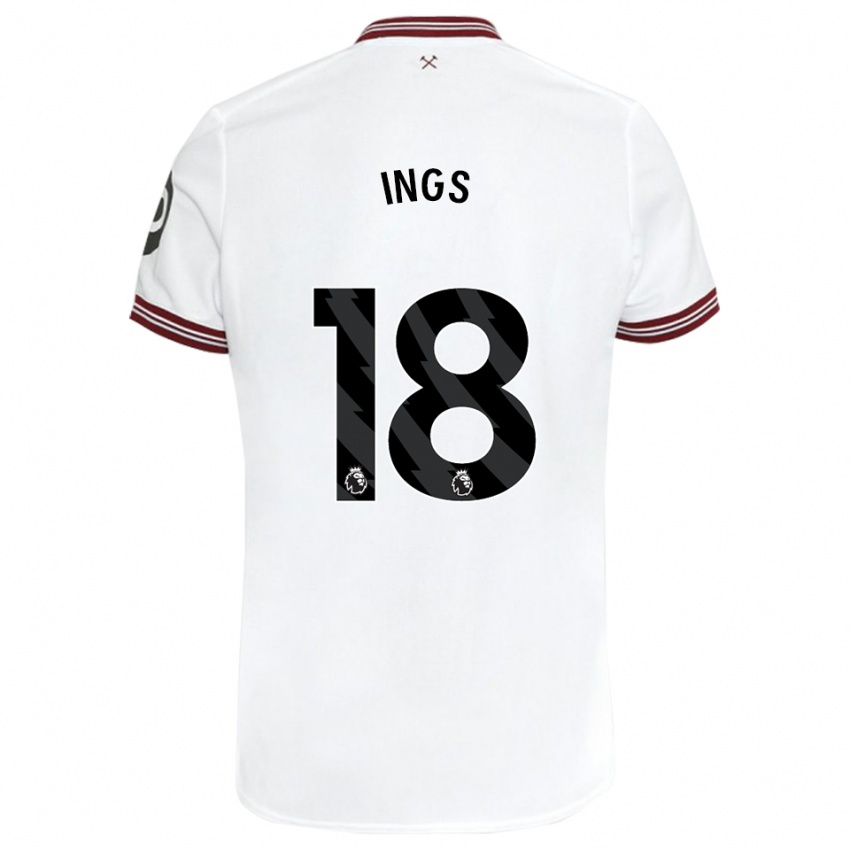 Férfi Danny Ings #18 Fehér Idegenbeli Jersey 2023/24 Mez Póló Ing