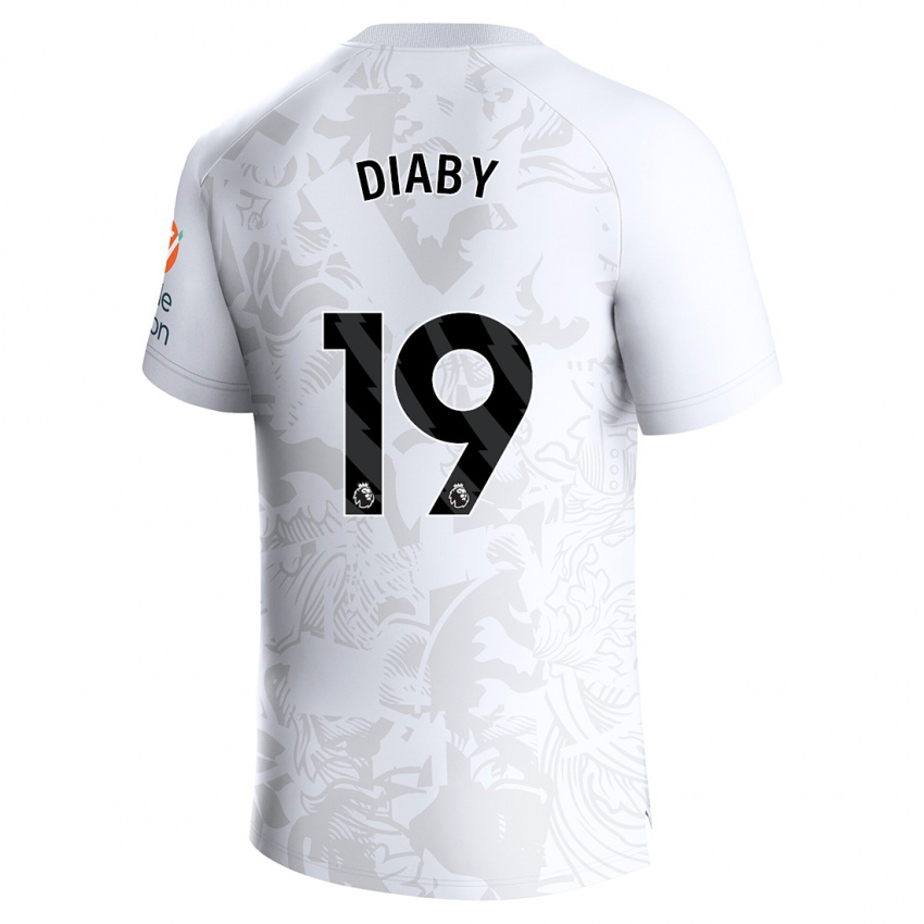 Férfi Moussa Diaby #19 Fehér Idegenbeli Jersey 2023/24 Mez Póló Ing