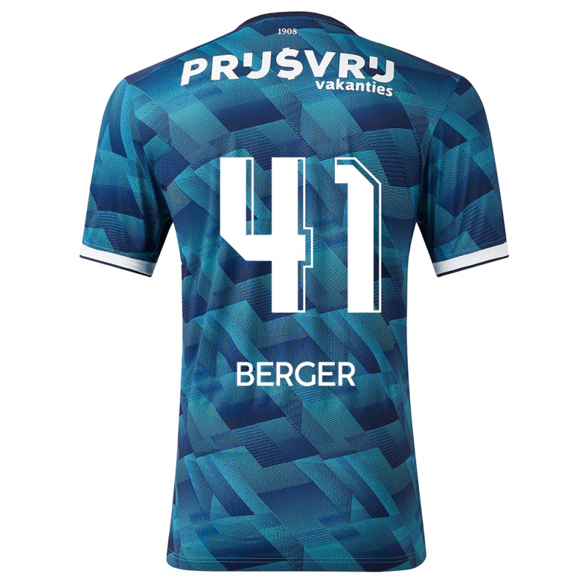 Férfi Mannou Berger #41 Kék Idegenbeli Jersey 2023/24 Mez Póló Ing