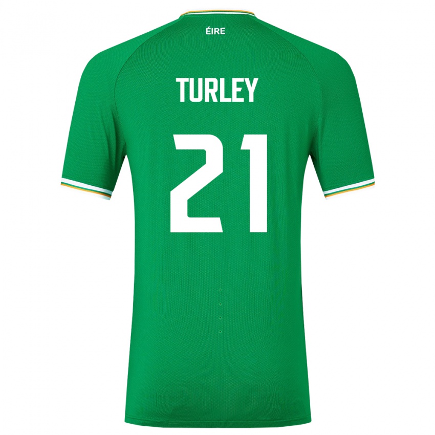 Gyermek Ír-Sziget Freddie Turley #21 Zöld Hazai Jersey 24-26 Mez Póló Ing