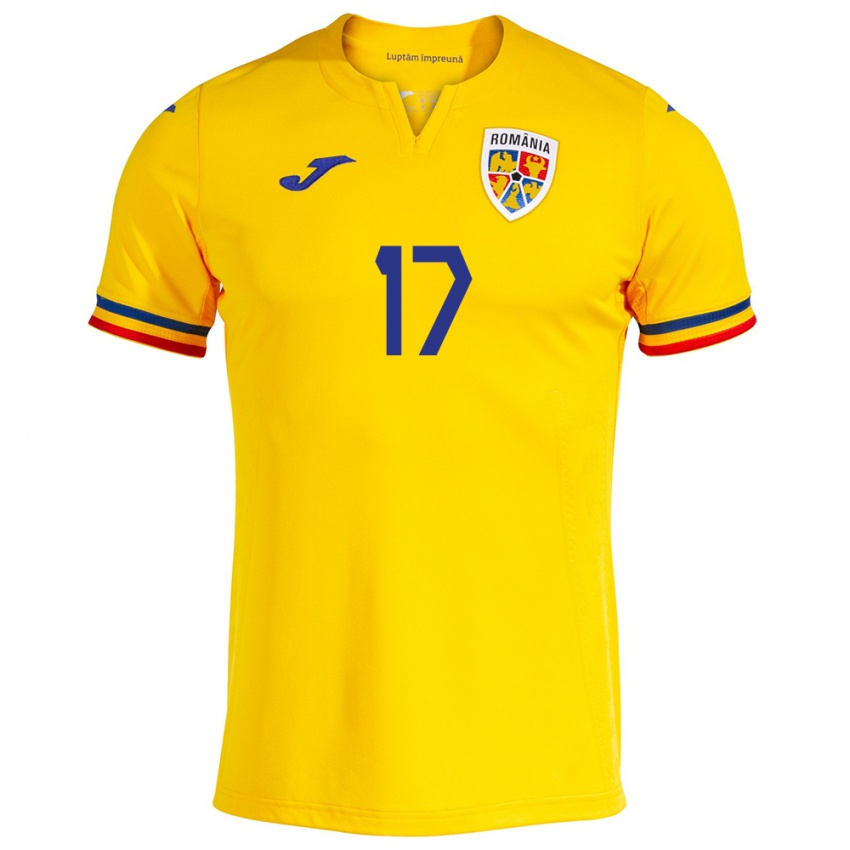 Gyermek Románia Marius Corbu #17 Sárga Hazai Jersey 24-26 Mez Póló Ing