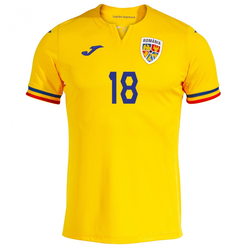 Gyermek Románia Răzvan Marin #18 Sárga Hazai Jersey 24-26 Mez Póló Ing