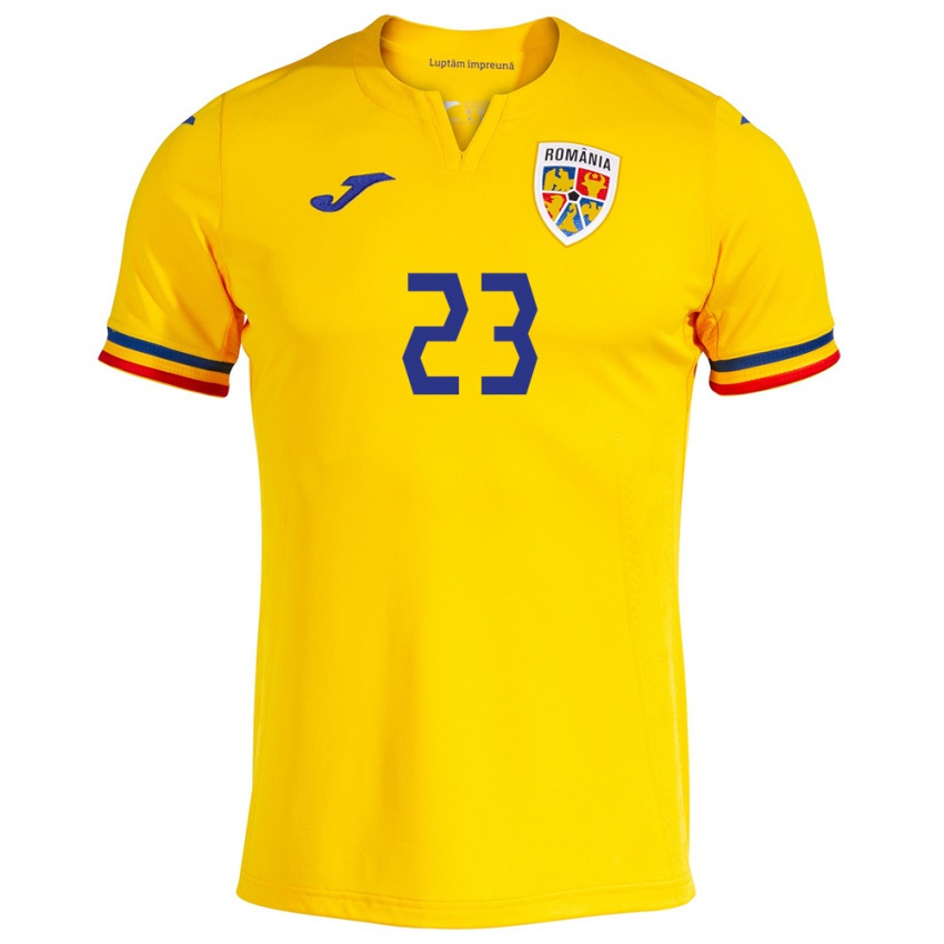 Gyermek Románia Andres Dumitrescu #23 Sárga Hazai Jersey 24-26 Mez Póló Ing