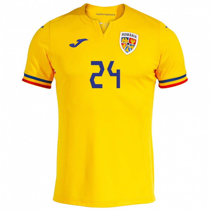 Gyermek Románia Mădălina Tătar #24 Sárga Hazai Jersey 24-26 Mez Póló Ing