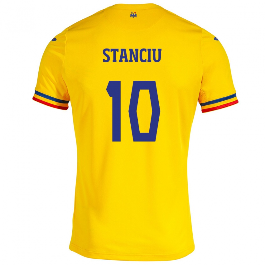 Gyermek Románia Nicolae Stanciu #10 Sárga Hazai Jersey 24-26 Mez Póló Ing