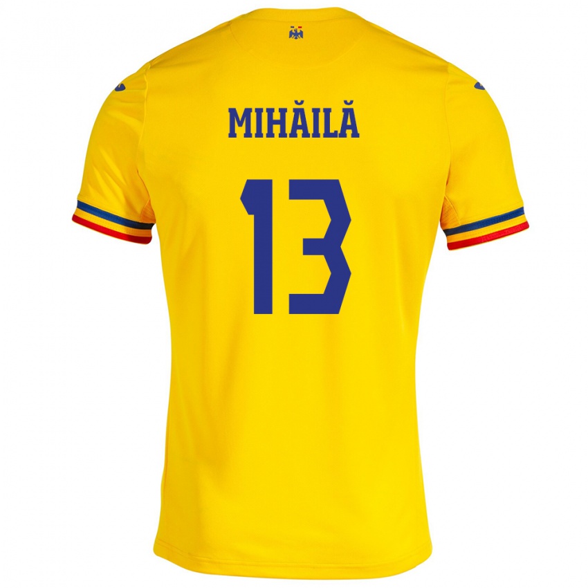 Gyermek Románia Valentin Mihăilă #13 Sárga Hazai Jersey 24-26 Mez Póló Ing