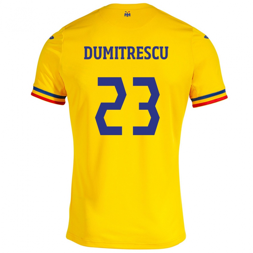 Gyermek Románia Andres Dumitrescu #23 Sárga Hazai Jersey 24-26 Mez Póló Ing