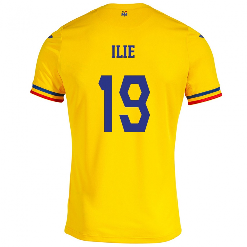 Gyermek Románia Rareș Ilie #19 Sárga Hazai Jersey 24-26 Mez Póló Ing