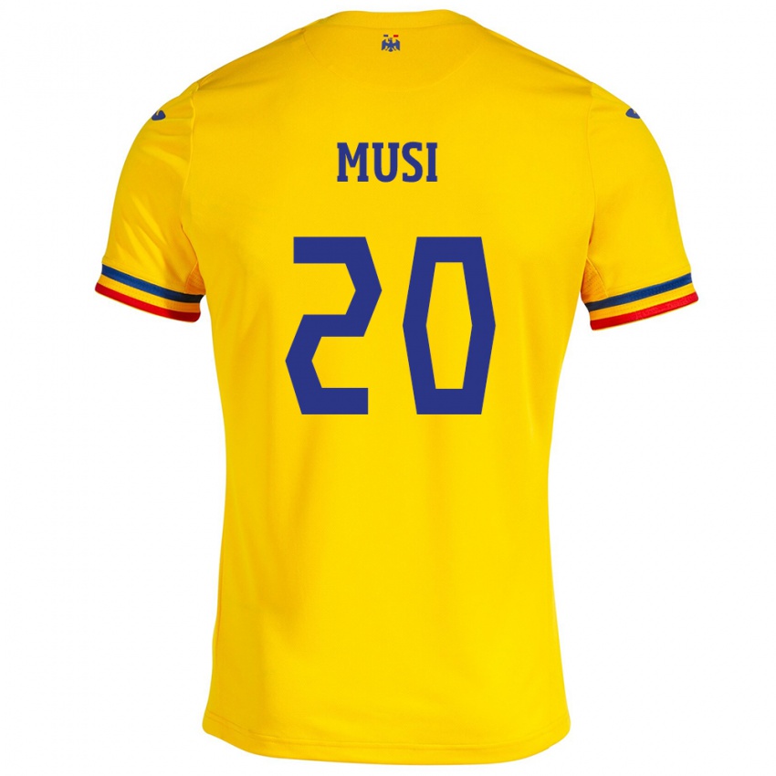 Gyermek Románia Alexandru Musi #20 Sárga Hazai Jersey 24-26 Mez Póló Ing