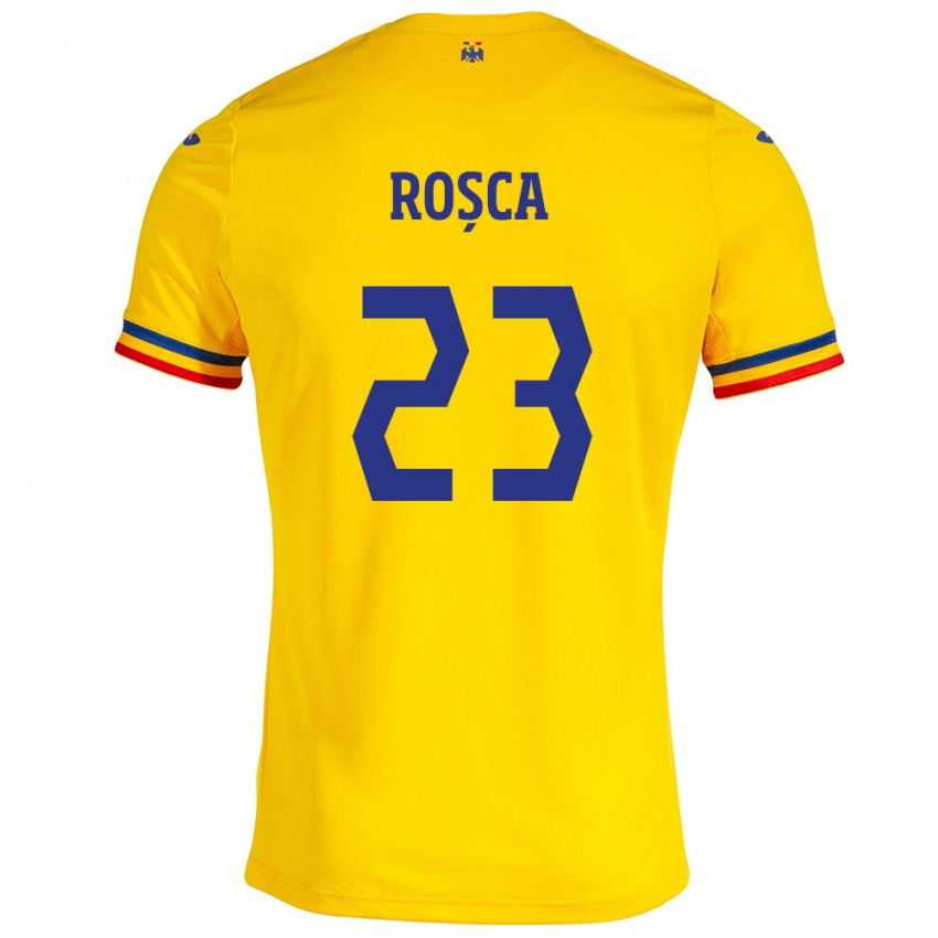 Gyermek Románia Alexandru Roșca #23 Sárga Hazai Jersey 24-26 Mez Póló Ing