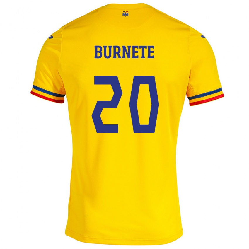 Gyermek Románia Rareș Burnete #20 Sárga Hazai Jersey 24-26 Mez Póló Ing