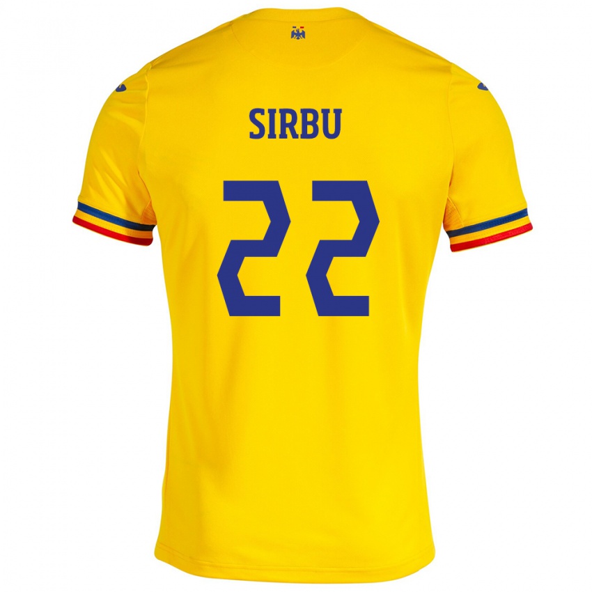 Gyermek Románia Dan Sîrbu #22 Sárga Hazai Jersey 24-26 Mez Póló Ing