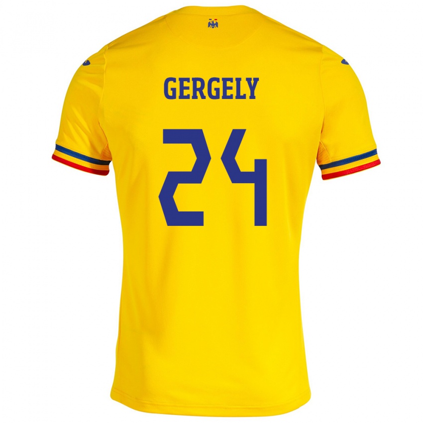 Gyermek Románia Botond Gergely #24 Sárga Hazai Jersey 24-26 Mez Póló Ing