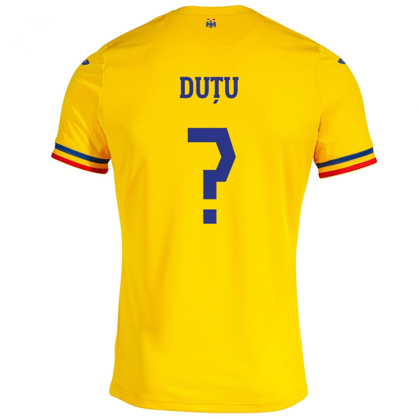 Gyermek Románia Matteo Duțu #0 Sárga Hazai Jersey 24-26 Mez Póló Ing