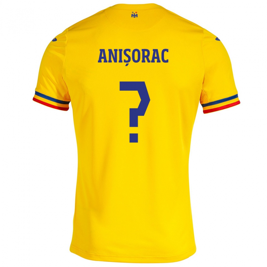 Gyermek Románia Ionuț Anișorac #0 Sárga Hazai Jersey 24-26 Mez Póló Ing