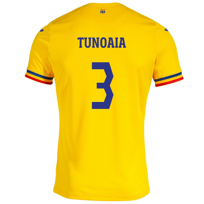 Gyermek Románia Alexandra Tunoaia #3 Sárga Hazai Jersey 24-26 Mez Póló Ing