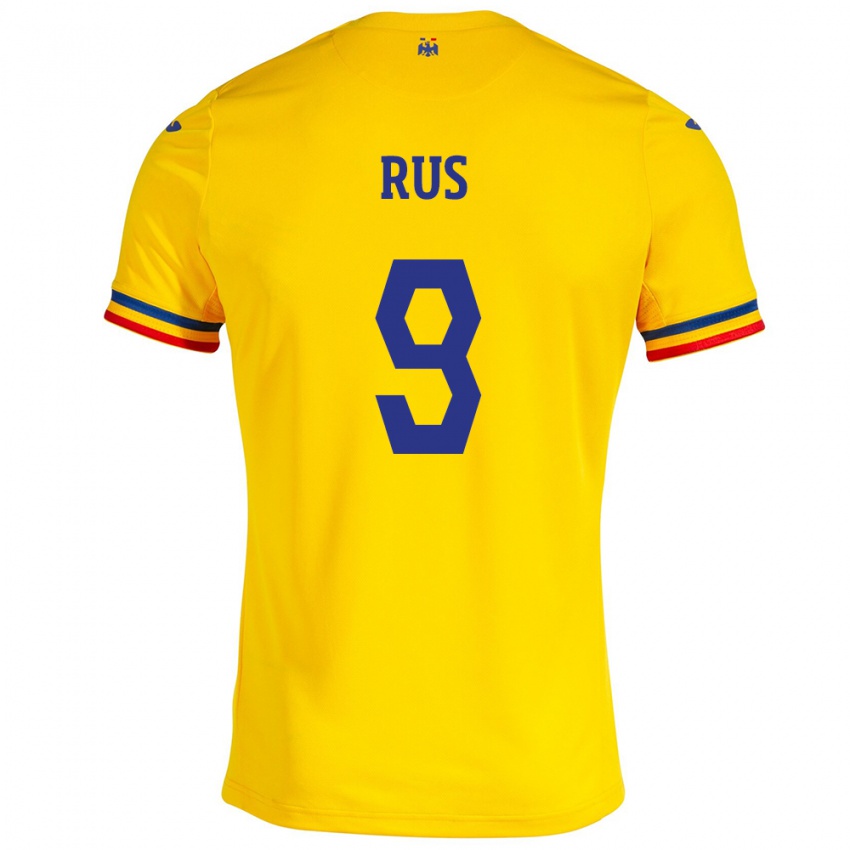 Gyermek Románia Laura Rus #9 Sárga Hazai Jersey 24-26 Mez Póló Ing