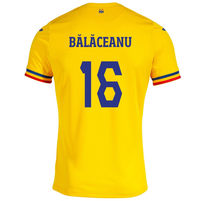 Gyermek Románia Ioana Bălăceanu #16 Sárga Hazai Jersey 24-26 Mez Póló Ing