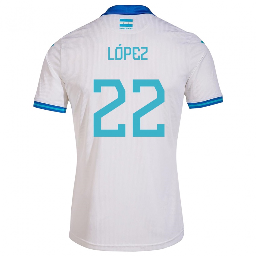 Gyermek Honduras Luis López #22 Fehér Hazai Jersey 24-26 Mez Póló Ing