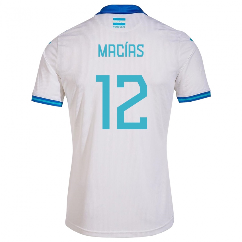 Gyermek Honduras Owen Macías #12 Fehér Hazai Jersey 24-26 Mez Póló Ing