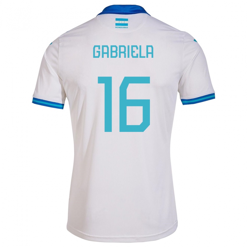 Gyermek Honduras Gabriela García #16 Fehér Hazai Jersey 24-26 Mez Póló Ing