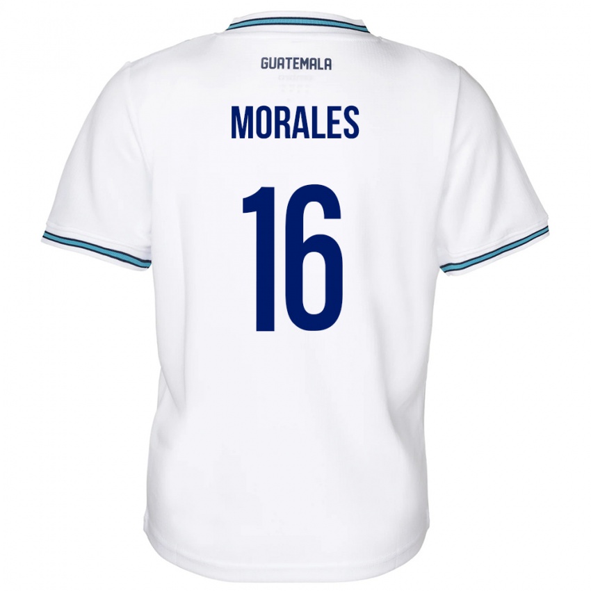 Gyermek Guatemala José Morales #16 Fehér Hazai Jersey 24-26 Mez Póló Ing